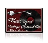 Doodlream Vinyl Records Tin Sign Retro Metal Wall Decor 20 x 30cm Music is What Feelings Sound Like Wall Art Poster for Home Coffee Cafes Bathroom Gallery Man Cave Record Room Studio Decor Gift