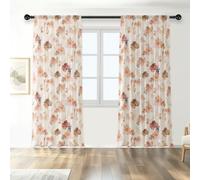 DOODLREAM Watercolor Floral Linen Curtains 84 Inches Long 2 Panels, 52"x 84" Semi-Sheer Drapes for Living Room Bedroom Farmhouse