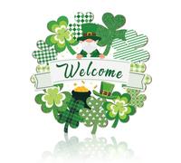 DOODLREAM Welcome St. Patrick's Day Metal Tin Sign Wall Decor Lucky Shamrock 27 x 27 cm Vintage Wall Poster Picture for Cafe Bar Party Garden Yard Farmhouse Home Decor Gift