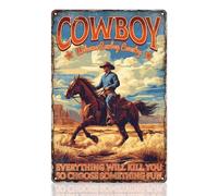 DOODLREAM Welcome Western Cowboy Country Wall Decor Sign Everthing Will Kill You So Choose Something Fun Man Cave Farmhouse Funny Wall Art Vintage Metal Tin Poster Gift