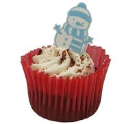 Doodylou Edible Cute Snowy Snowman Cupcake Toppers, Wafer Blue & White Snowmen Christmas Cake Decorations, 3.8 cm x 2.9 cm, Pack of 24