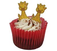 Doodylou Edible Giraffe Cupcake Toppers, Cute Little Wafer Giraffes for Cake Decorating and Animal Party Decorations, 3.2 cm x 2cm, Pack of 24