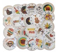 Doodylou Edible Reggae Music Wafer Cupcake Toppers, 3.8 cm, Pack of 24, Rasta Party Caribbean Festival Themed Decorations