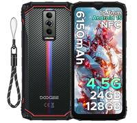 DOOGEE Blade 10 Energy Rugged Smartphone - 10.7mm Ultra-Thin Rugged Phone, 6150mAh Battery Android 15 Phone with 24GB RAM+128GB ROM, 6.56 inch 90Hz Screen 16MP+8MP Cameras/NFC/Dual SIM/Face ID - Red