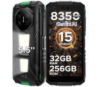 DOOGEE Fire 3 Max Rugged Smartphone, Android 15 Rugged Phone, 32GB+256GB/2TB, 8350mAh Waterproof Phone with 2 Camping Lights, 5.5'' HD Sim Free mobile phones, 48MP+8MP,Widevine L1, Face ID, NFC, GPS