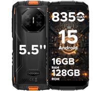 DOOGEE Fire 3 Pro Android 15 AI Rugged Smartphone, 16GB+128GB/2TB Octa-Core Rugged Phone, 8350mAh/18W, 5.5" HD+ IPS, 4G Dual Sim Mobile Phones, 16MP/Widevine L1/3.5mm Jack/Face ID/OTG/NFC,