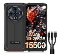 DOOGEE Fire 6 Power Rugged Smartphone, 120LM Dual Light Flashlight, 15500mAh/33W, Rugged Android Phone, 20GB+256GB/2TB, 50MP, 3 Cards Slots, 4G Unlocked Mobile Phones, Waterproof Phone, 18W OTG/NFC