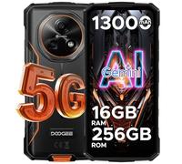 DOOGEE Fire 7 Rugged Smartphone 5G, Android 15 AI Rugged Phone, 13000mAh/18W, 16GB+256GB/2TB，6.6” HD+ 90Hz Octa-Core Android Phone, 64MP+16MP, Side Fingerprint, Face ID/OTG/NFC/Triple Card - Orange