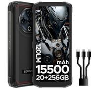DOOGEE Fire6 Power Rugged Smartphone, 15500mAh 33W Fast Charge, 20GB+256GB/2TB Rugged Phone, Android Phones, Top Highlight Flashlight, 50MP AI & 90Hz 6.56" HD+, 3 Card Slots/Fingerprint ID/NFC-Black