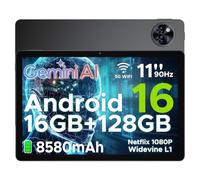 DOOGEE Newest Android 16 Tablets, U11 11 Inch Tablet with Gemini AI, 16GB+128GB/2TB, 8580mAh, Unisoc T7200, 5G WiFi Android Tablets | Widevine L1 | Bluetooth 5.0 | 13MP+5MP | GPS | OTG - Black