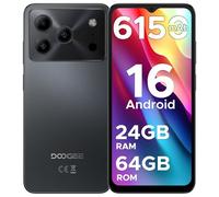 DOOGEE Note 56 Mobile Phones, Newest Android 16 Smartphone, 6150mAh, 8.45mm Ultra-Slim, 6.56" HD+ 90Hz, 24GB + 64GB/2TB Android Phones, Dual SIM Unlocked Mobile Phone, Face ID, GPS, OTG, FM-Black
