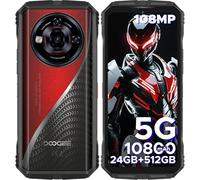 DOOGEE S118 PRO Rugged Smartphone 5G, 24GB+512GB(2TB) DDR5, Dimensity 7050, 6.6 Inch FHD+ 120Hz, 10800mAh/33W, 108MP+20MP Night Vision, Android Rugged Phone, Al Function, WiFi 6/ Face ID/NFC-RED
