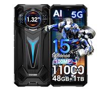 DOOGEE S200 Ultra 5G AI Rugged Smartphone, 48GB+1TB, 6.72"FHD+120Hz w/ 1.32"AMOLED Rear Display,11000mAh(66W), Android 15 Rugged Phone,100MP+20MP Night Vision, SIM-Free Unlocked Mobile Phone (Black)