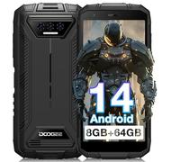 DOOGEE S41T Rugged Smartphone, Android 14 Rugged Phone, 6300mAh, 8GB + 64GB(1TB Expand), 5.5" HD+ Display, 13MP Camera, 4G Dual SIM IP68 Waterproof Mobile Phones, Face ID, NFC - Black