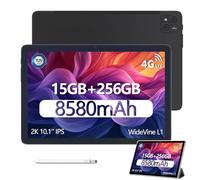 DOOGEE T10 Pro Tablet 10.1 Inch, 15GB RAM + 256GB ROM (1TB TF), T606, Dual 4G LTE Android Tablets, 8580mAh Battery/18W, 13MP+8MP, Widevine L1 /3.5mm -Jack/WiFi 6 /BT 5.0 / TÜV/GPS Tablet, Black