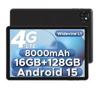 DOOGEE T10W 10 Inch Tablet Android 15, 8000mAh Long-lasting Battery, 16GB ROM + 128GB ROM (2TB Expandable), 4G LTE Tablet with SIM Card Slot, Face Unlock, USB Type-C, 5GHz WiFi, GPS (Black)