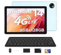 DOOGEE T10W 10 Inch Tablet with SIM Card Slot - 8000mAh Battery, 9GB RAM (4+5) + 128GB ROM, Android Tablets, Face Unlock, 5GHz WiFi, GPS, 4G Tablet with Pen/Keyboard/Mouse/Case - Blue
