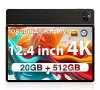 DOOGEE T30 MAX Tablet 12.4 Inch, 4K Android 14 Tablet,10800mAh Battery/33W Fast Tablets with 20GB RAM 512GB Storage, Helio G99 Octa Core CPU, 50MP+20MP+2MP, 4 Speakers, 4G LTE Cellular Tablet, Black