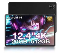 DOOGEE T30 MAX Tablet 12.4 Inch, 4K Android 14 Tablet,10800mAh Battery/33W Fast Tablets with 20GB RAM 512GB Storage, Helio G99 Octa Core CPU, 50MP+20MP+2MP, 4 Speakers, 4G LTE Cellular Tablet, Black