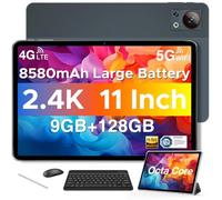 DOOGEE T30SE Tablet 11 Inch Android 14, 9GB RAM + 128GB ROM (TF 1TB), 2.4K Octa-Core Tablet on Offer, 8580mAh Tablet 13MP+ 5MP Low Blue Light, Tablet with Keyboard+ Mouse+ Capacitive Pen Grey