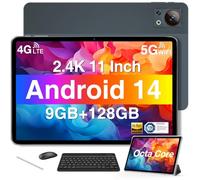 DOOGEE T30SE Tablet 11 Inch Android 14, 9GB RAM + 128GB ROM (TF 1TB), 2.4K Octa-Core Tablet on Offer, 8580mAh Tablet 13MP+ 5MP Low Blue Light, Tablet with Keyboard+ Mouse+ Capacitive Pen Grey