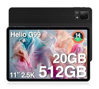 DOOGEE T40 Android Tablet,11" 2.5K Ultra Clear Display Tablet,20GB+512GB/2TB Expand,Helio G99 Octa-Core IPS 1600x2560 Gaming Tablet,Android 14 Tablet with 8580mAh Battery,Dual SIM 4G,Face Unlock,OTG