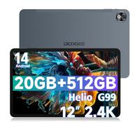 DOOGEE T40 Pro Tablet 12 Inch, 20GB RAM + 512GB ROM (2TB TF), 2.4K Android 14 Tablets, 10800mAh Battery Helio G99 Tablet, 7.6 mm Ultra-thin, 4 Stereo Speakers, Widevine L1, Dual 4G LTE Tablets, Grey
