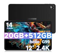 DOOGEE T40 Pro Tablets 12 Inch Android 14, 512GB ROM+20GB RAM, Helio G99 Gaming Tablet, 10800mAh, 7.6 mm Ultra-thin, 2.4K Display Android Tablets with 5G WIFI, Hi-Res Speaker, OTG, GPS, 4G LTE-Black