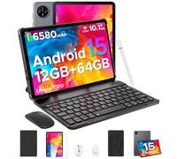 DOOGEE Tab A9 10 inch Tablet with Keyboard, Android 15 Tablet 12GB+64GB/2TB Expand, 2.0GHz Quad Core Android Tablets, 6580mAh,1280x800 IPS HD Touchscreen,Dual Speakers,5G WiFi,BT5.0,Face Unlock