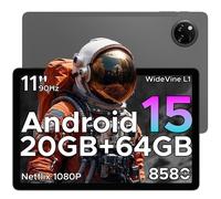 DOOGEE TAB A9+ 11-inch Tablet with Gemini AI, Android 15, 8580mAh & T7200 Octa-Core, 20GB+64GB/2TB LPDDR4X, 13MP+5MP, Widevine L1|Face ID|BT 5.0|5G WiFi|GPS|FM|OTG, GREY