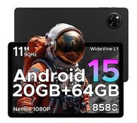 DOOGEE TAB A9+ 2025 Android 15 Tablet, 11Inch with Gemini AI, 8580mAh & T7200 Octa-Core, 20GB+64GB/2TB LPDDR4X, 13MP+5MP, Widevine L1 | Face ID | BT 5.0 | 5G Wi-Fi | GPS | FM | OTG, Black