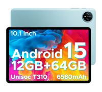 DOOGEE Tab A9 Android 15 Tablet 10.1 Inch(2025), Gemini AI Android Tablets, Unisoc T310 12GB RAM 64GB ROM(TF 2TB), 6580 mAh Battery, 5G WiFi|Dual Speaker|AI Camera|Type-C|GMS|BT|Face ID|3.5mm Jack-, B