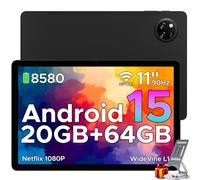 DOOGEE Tab A9+ Android 15 Tablet,11 inch Tablet with 90 Hz,8580mAh Battery,20GB+64GB/2TB TF,7.9mm Ultra-Thin,13MP+5MP,Dual Speakers,Bluetooth 5.0,Face ID,5G WiFi,FM,Widevine L1,GPS,Black