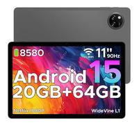 DOOGEE Tab A9+ Android 15 Tablet,11 inch Tablet with 90 Hz,8580mAh Battery,20GB+64GB/2TB TF,7.9mm Ultra-Thin,13MP+5MP,Dual Speakers,Bluetooth 5.0,Face ID,5G WiFi,FM,Widevine L1,GPS,Gray