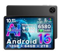 DOOGEE Tab A9 Android 16 Tablet 10 Inch(2026), Gemini AI Android Tablets, Unisoc T310 12GB RAM 64GB ROM(TF 2TB), 6580 mAh Battery, 5G WiFi|Dual Speaker|AI Camera|Type-C|GMS|BT|Face ID|3.5mm Jack-Black