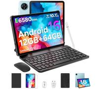 DOOGEE TAB A9 Newest Android 16 Tablet, 10 inch With Gemini AI, 12GB+64GB/2TB TF& Unisoc T310, 6580 mAh Battery, 5G WiFi+GMS+BT5.0+Face ID, 3.5mm Jack, Tablets with Keyboard, Pen, Mouse& Case- Blue