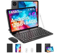 DOOGEE TAB A9 Newest Android 16 Tablet, 10 inch With Gemini AI, 12GB+64GB/2TB TF& Unisoc T310, 6580 mAh Battery, 5G WiFi+GMS+BT5.0+Face ID, 3.5mm Jack, Tablets with Keyboard, Pen, Mouse& Case- Black