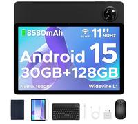 DOOGEE Tab A9 Pro+ Android 15 Tablet, 11 Inch HD Display Tablets, 30GB RAM+128GB ROM/2TB, 8580mAh Android Tablets, Tablet with Keyboard/Pen/Mouse/Case, Widevine L1, Dual Speaker/Face ID/OTG