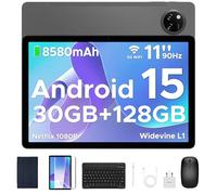 DOOGEE Tab A9 Pro+ Android 15 Tablet, 11 Inch HD Display Tablets, 30GB RAM+128GB ROM/2TB, 8580mAh Android Tablets, Tablet with Keyboard/Pen/Mouse/Case, Widevine L1, Dual Speaker/Face ID/OTG