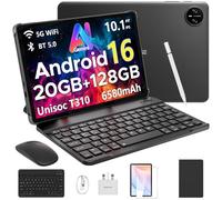 DOOGEE Tab A9 Pro Android 16 Tablet with Keyboard, Gemini AI 20GB RAM+128GB(2TB) ROM Unisoc T310 10 inch Tablets 6580mAh Battery AI Camera|5G WiFi|Bluetooth|Face ID|3.5mm Gaming Tablet with Pen Black