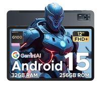 DOOGEE Tab E3+ Android 15 Tablet, Helio G100 Octa-Core, 12" Tablet, 32GB+256GB/TF 2TB, 7.5mm Ultra-Thin, 90Hz Display, 8800mAh, Bluetooth 5.0+5G WiFi, 13MP+5MP, Gemini AI