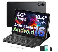 DOOGEE Tab G6 Max Tablet PC Android 16 13.4'' Display 32GB RAM(6GB+26GB) 256GB ROM 11000mAh Battery UNISOC T7280 Dual Speakers 6GB 256GB Black Set