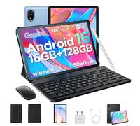DOOGEE U10 Android 16 AI Tablet with Keyboard, 16GB RAM+128GB ROM(2TB TF) 10 Inch Tablet, 5060mAh Battery, 8MP+5MP Cameras, Gemini AI/WIFi 6/OTG/Widevine L1, Android Tablets with Pen, Mouse&Case-Blue