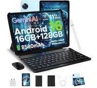 DOOGEE U11 2025 Newest Android 16 Tablet 11 Inch, Gemini AI Android Tablets Octa-Core 16GB RAM 128GB ROM(TF 2TB), 8580mAh Battery, Widevine L1|3.5mm Jack|GMS|5G WiFi Tablet with Keyboard&Pen, Blue