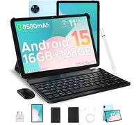 DOOGEE U11 Android 15 Tablet with Keyboard, 16GB RAM 128GB ROM(TF 2TB), 8580mAh Battery, Octa-Core Android Tablets 11 Inch, Widevine L1, 3.5mm Jack, 5G WiFi Tablet with Pen, Mouse & Case - Blue