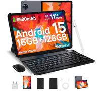 DOOGEE U11 Android 15 Tablet with Keyboard, 16GB RAM 128GB ROM(TF 2TB), 8580mAh Battery, Octa-Core Android Tablets 11 Inch, Widevine L1, 3.5mm Jack, 5G WiFi Tablet with Pen, Mouse & Case - Gray