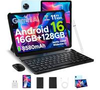 DOOGEE U11 Android 16 Tablet 11 inch Tablets with 16GB RAM+128GB(2TB) ROM 8580mAh Battery, 90Hz IPS Screen Android Tablets with pen, 13MP+5MP Camera Wifi Gaming Tablet with Keyboard Mouse Case-Blue