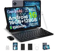 DOOGEE U11 Android 16 Tablet with Keyboard, Gemini AI Android Tablets 11 Inch Octa-Core 16GB RAM 128GB ROM(TF 2TB), 8580mAh Battery, Widevine L1|3.5mm Jack|5G WiFi Tablet with Pen, Mouse & Case, Gray