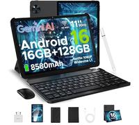 DOOGEE U11 Android 16 Tablet with Keyboard, Gemini AI Android Tablets 11 Inch Octa-Core 16GB RAM 128GB ROM(TF 2TB), 8580mAh Battery, Widevine L1|3.5mm Jack|5G WiFi Tablet with Pen, Mouse & Case, Black