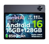 DOOGEE U11 Android 16 Tablets with Gemini AI, 11 Inch Tablet, 16GB+128GB/2TB, 8580mAh, 90 Hz Gaming Tablet, Octa Core Android Tablets, 5G WiFi | Widevine L1 | Face ID | 13MP+5MP | OTG | GPS - Gray
